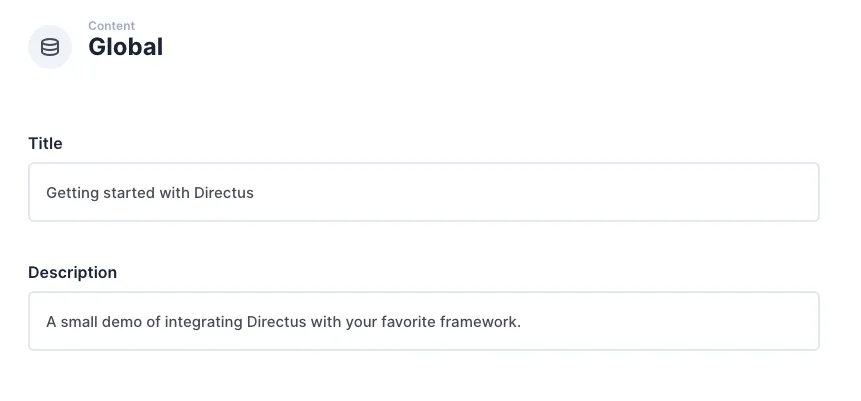 Global metadata fields filled with custom text